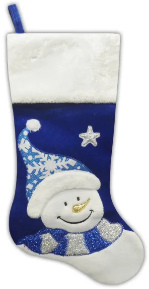 20.5" Blue Velvet Snowman Stocking