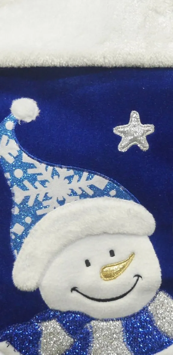 20.5" Blue Velvet Snowman Stocking