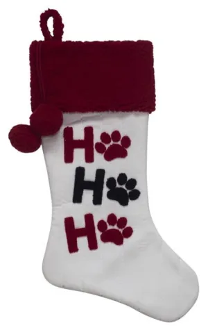 20" Ho Ho Ho Paw Print Christmas Stocking