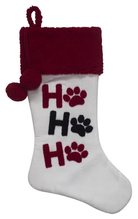 20" Ho Ho Ho Paw Print Christmas Stocking