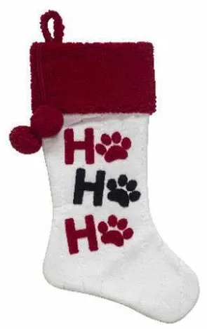 20" Ho Ho Ho Paw Print Christmas Stocking