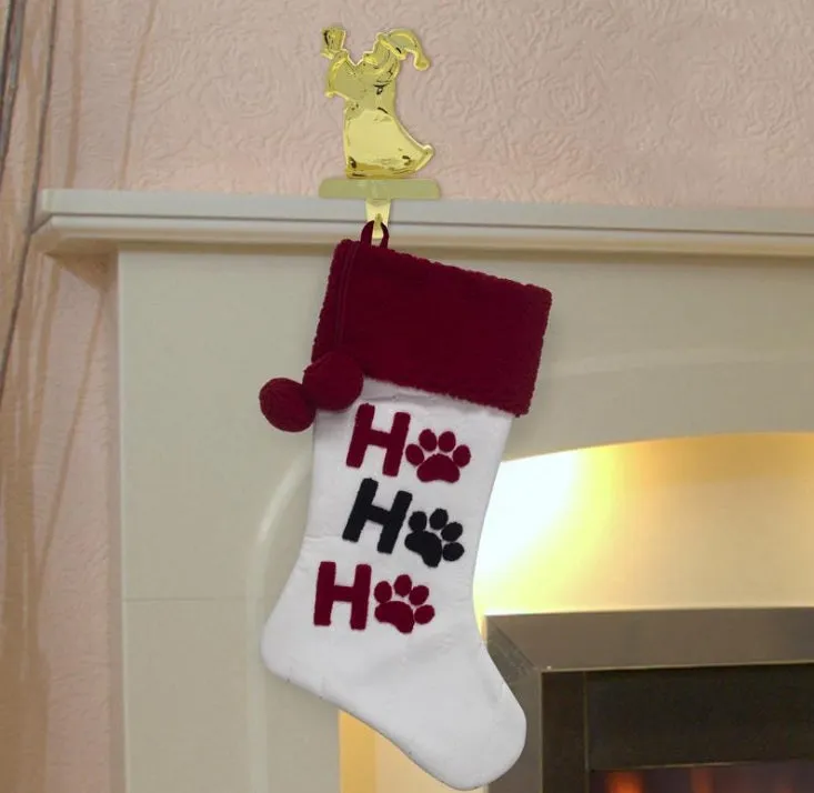 20" Ho Ho Ho Paw Print Christmas Stocking