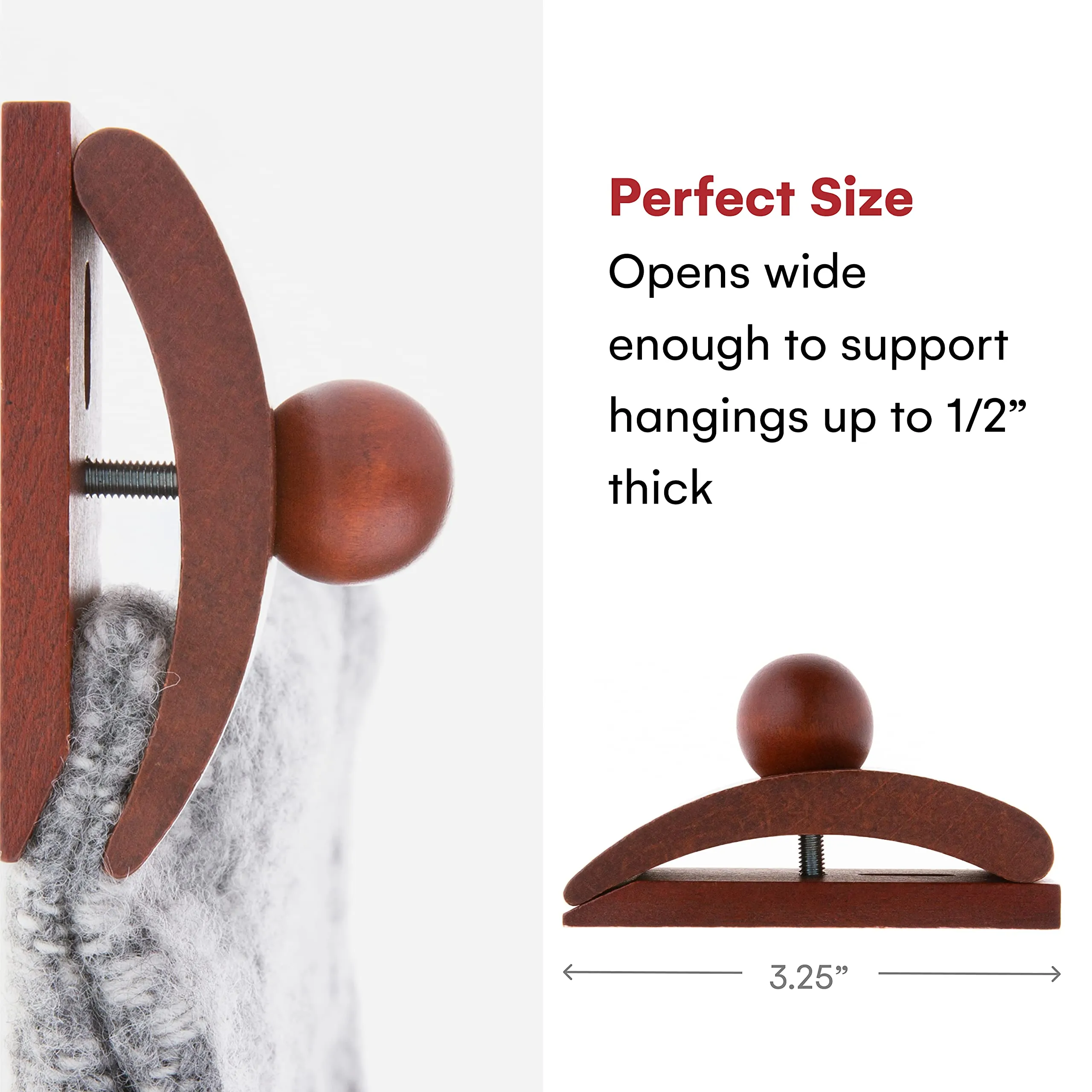 Classy Clamps Wooden Quilt Wall Hangers 2 Large Clips (Dark) And Screws For Wall