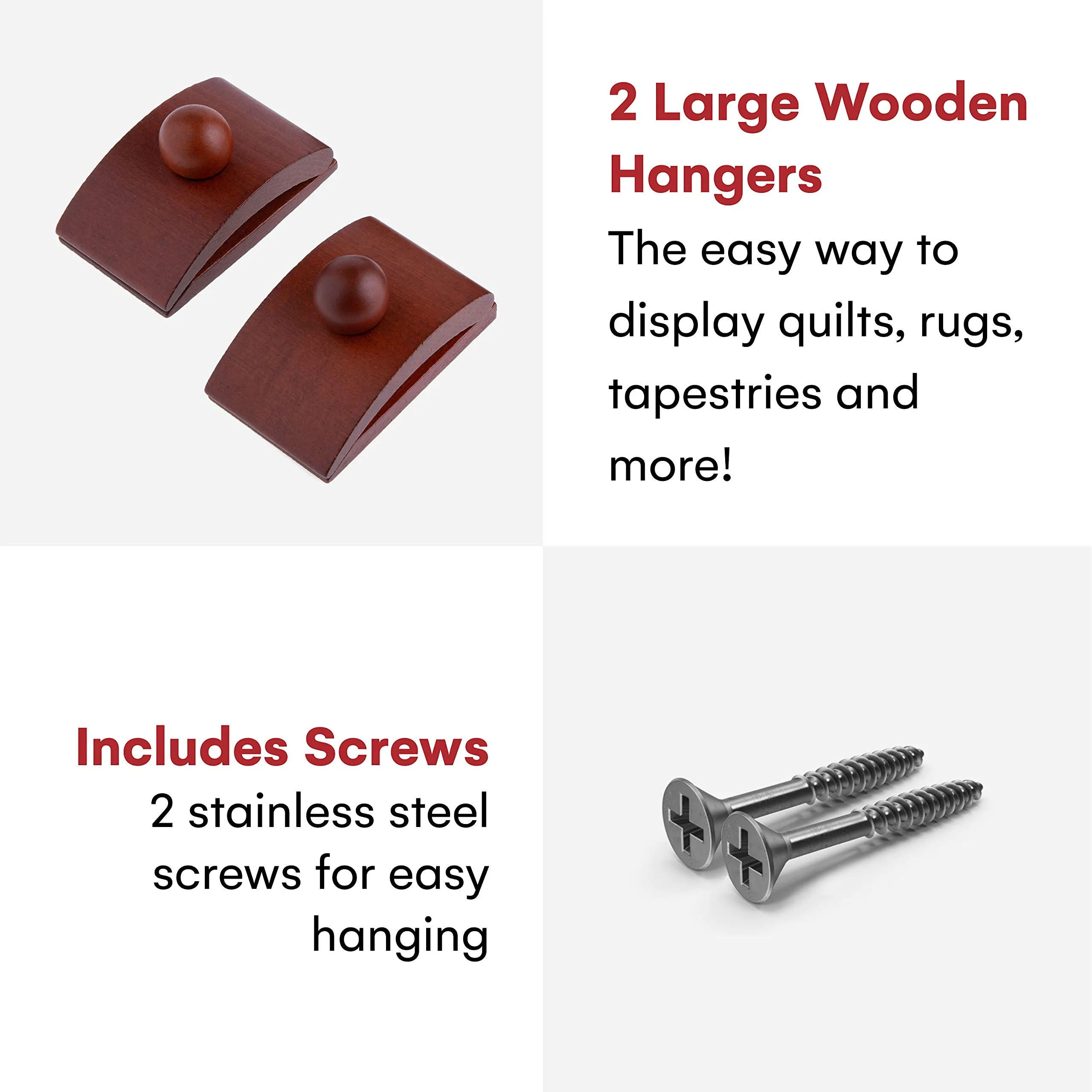 Classy Clamps Wooden Quilt Wall Hangers 2 Large Clips (Dark) And Screws For Wall