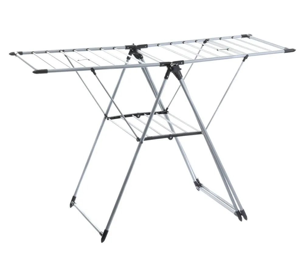 Deluxe A-Frame Clothes Airer with Top Hanging Rail Grey