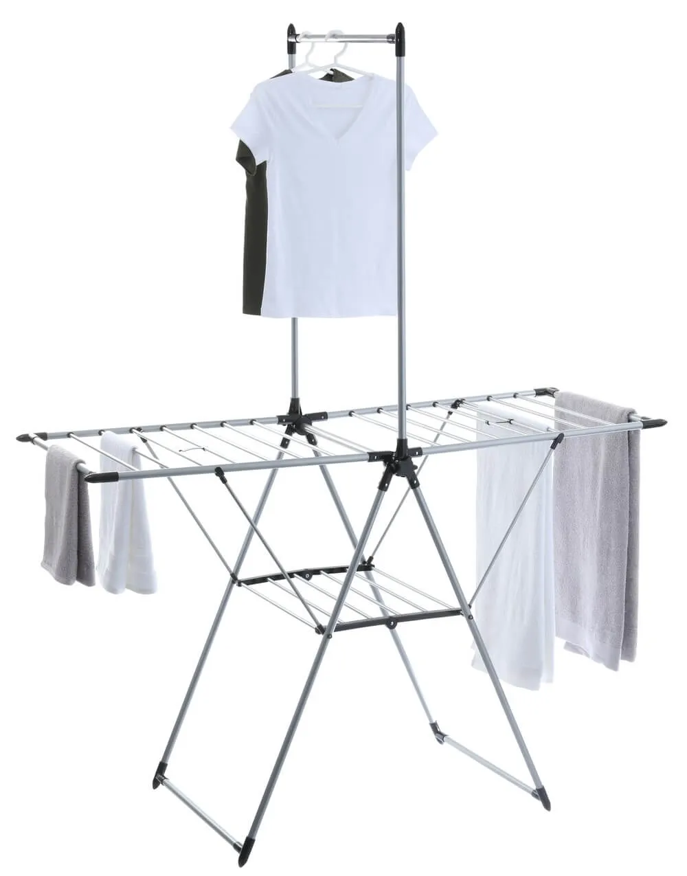 Deluxe A-Frame Clothes Airer with Top Hanging Rail Grey
