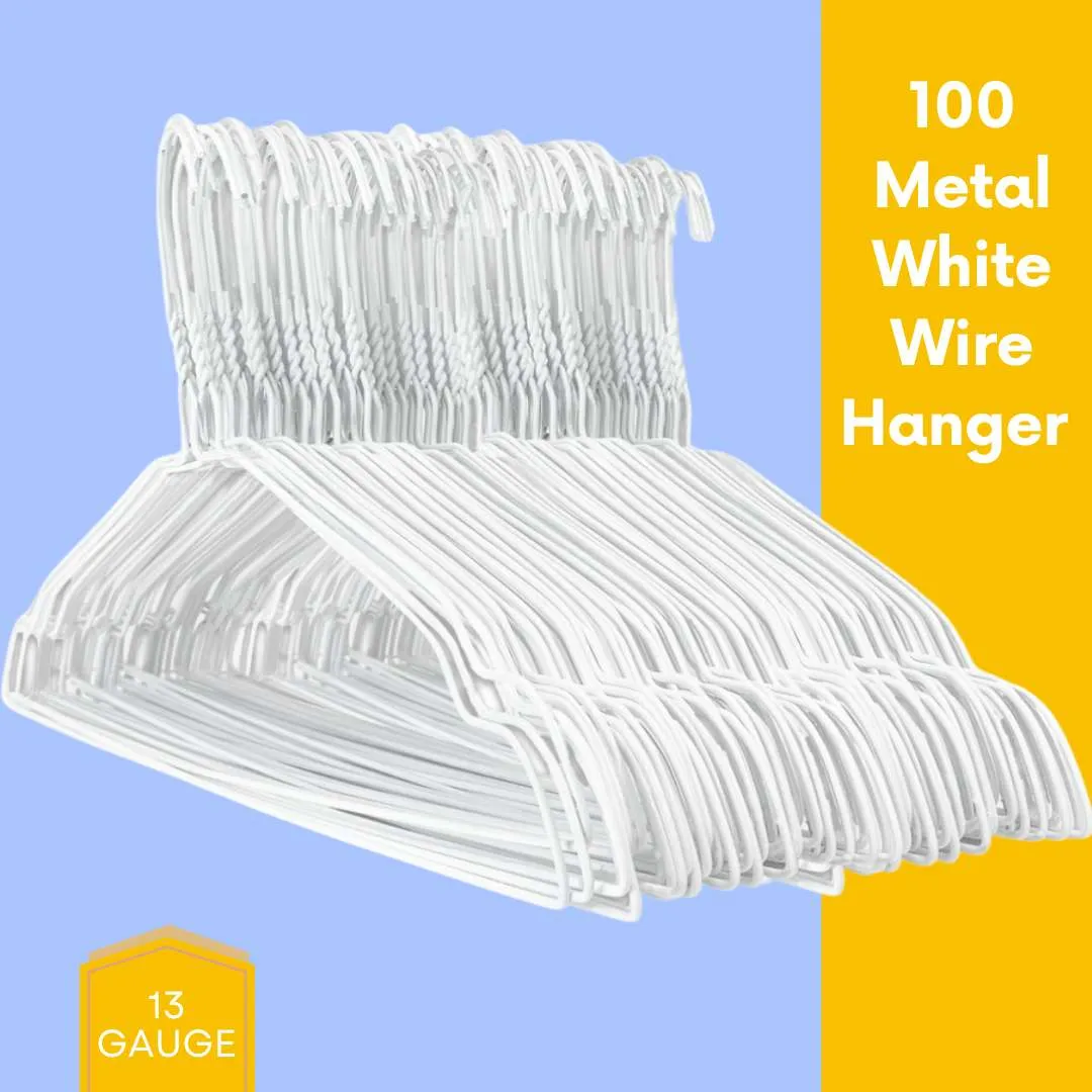 Dryclean & Laundry Metal Wire Hanger 16" 2.2mm - White