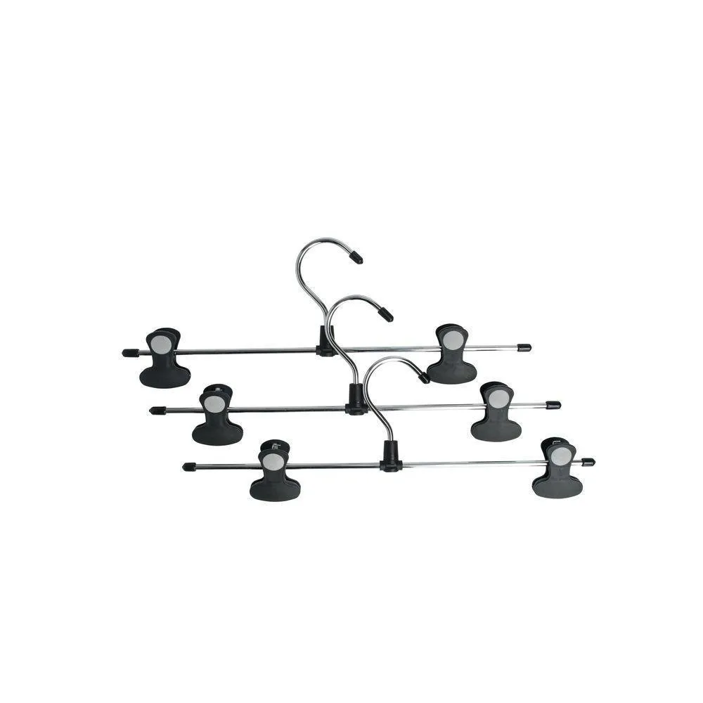 Extra Wide Clip Pants Hangers 3 Pack Black