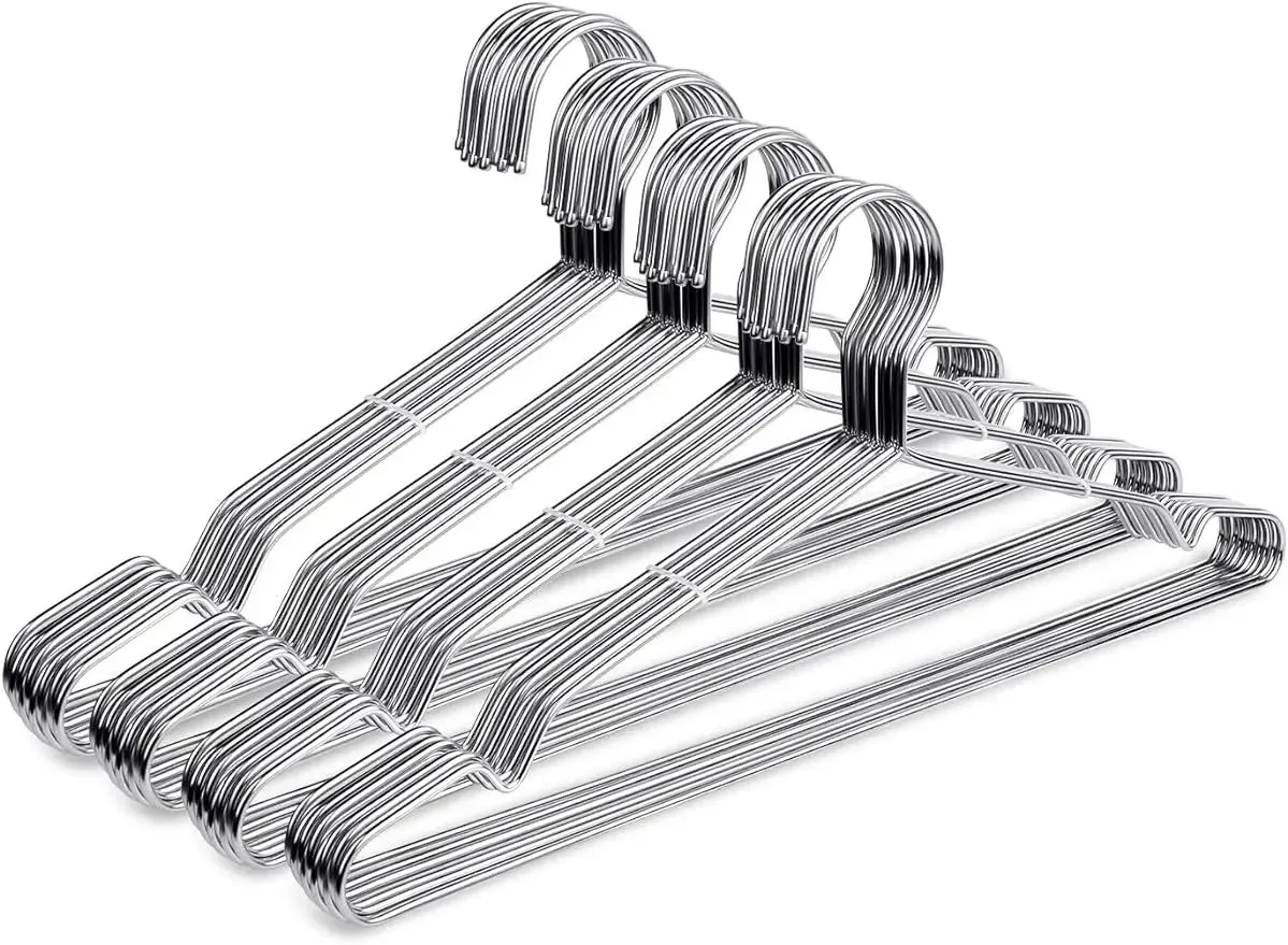 Fayleeko Wire Coat Hangers 40 Pack Strong Heavy Duty Stainless Steel Metal Ultra Thin Space Saving Clothes Hangers 16.5 Inch