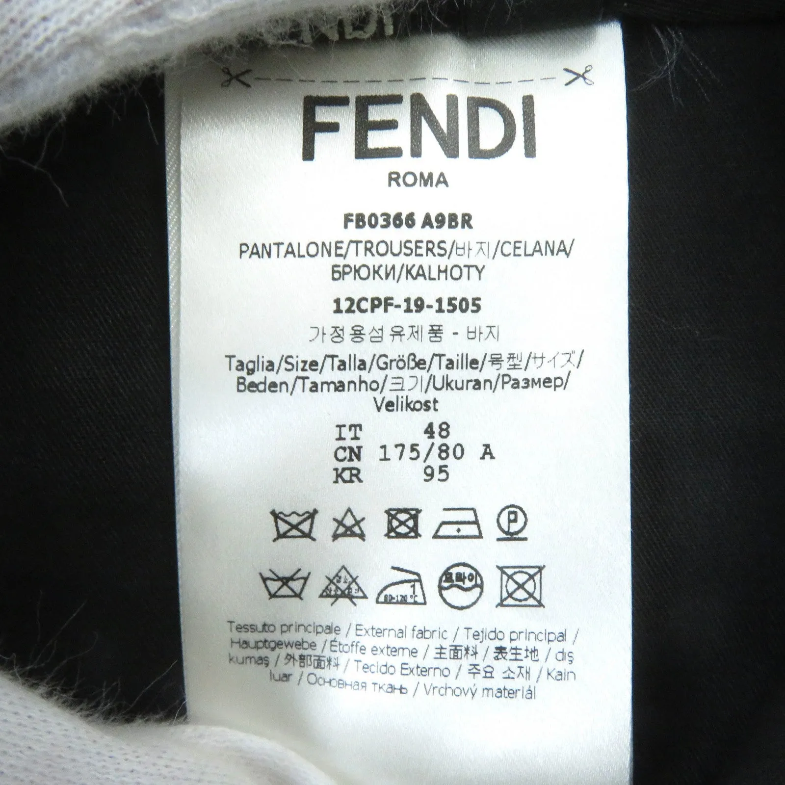 FENDI Pants FB0366 wool Black type 48