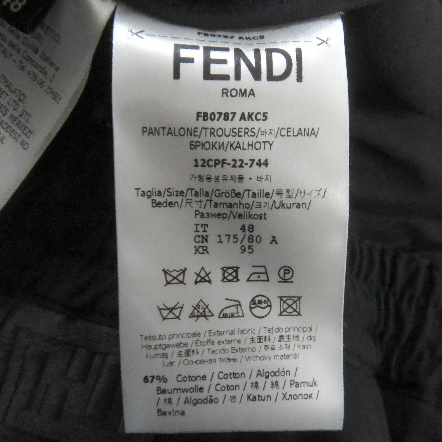 FENDI Pants FB0787 cotton black 48