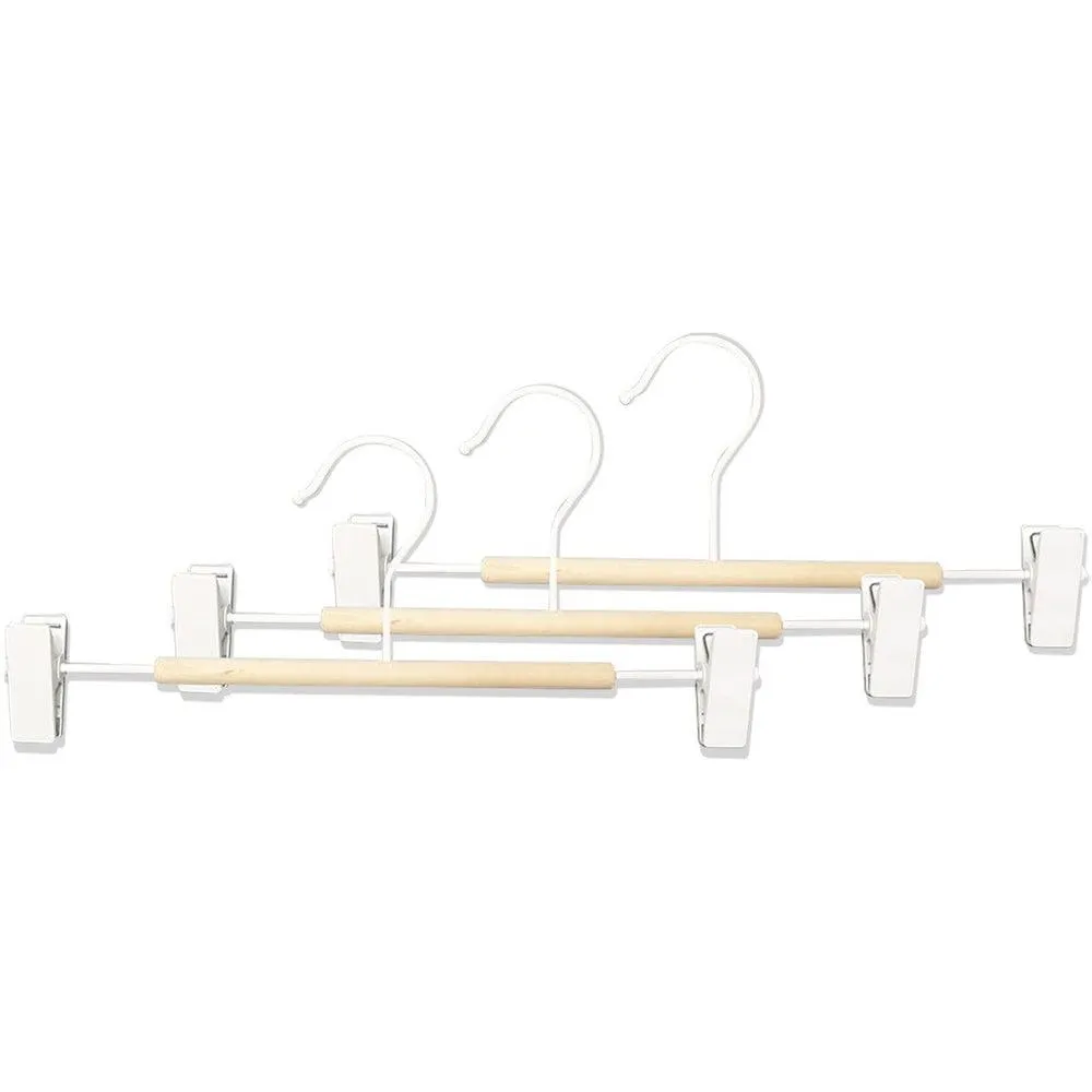 Frosted Timber Clip Pants Hangers 3 Pack White