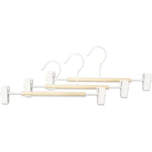 Frosted Timber Clip Pants Hangers 3 Pack White