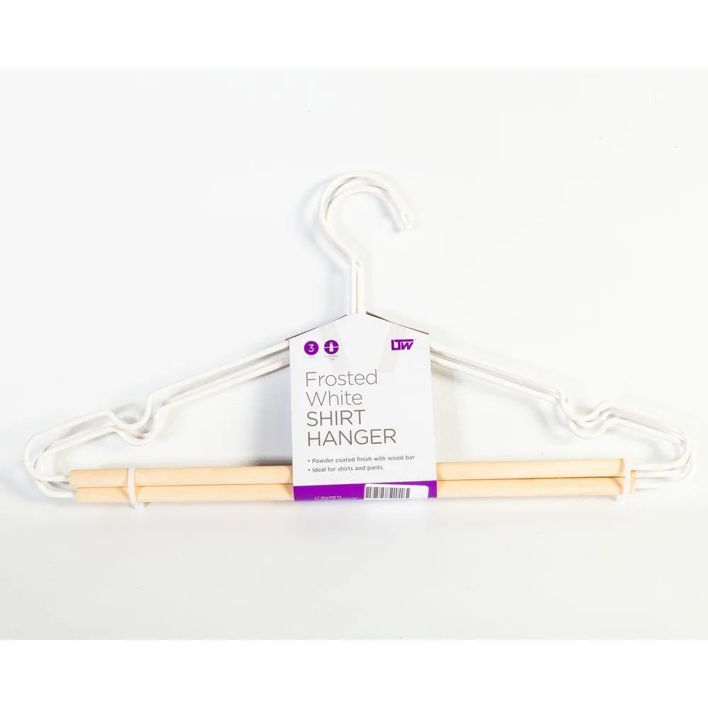 Frosted Timber Coat Hangers 3 Pack White