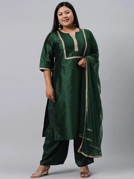 Green Woven Design Art Silk Suit Set