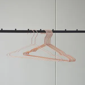 Heavy-Duty Rose Gold Wire Clothes Hangers, 30pc Set
