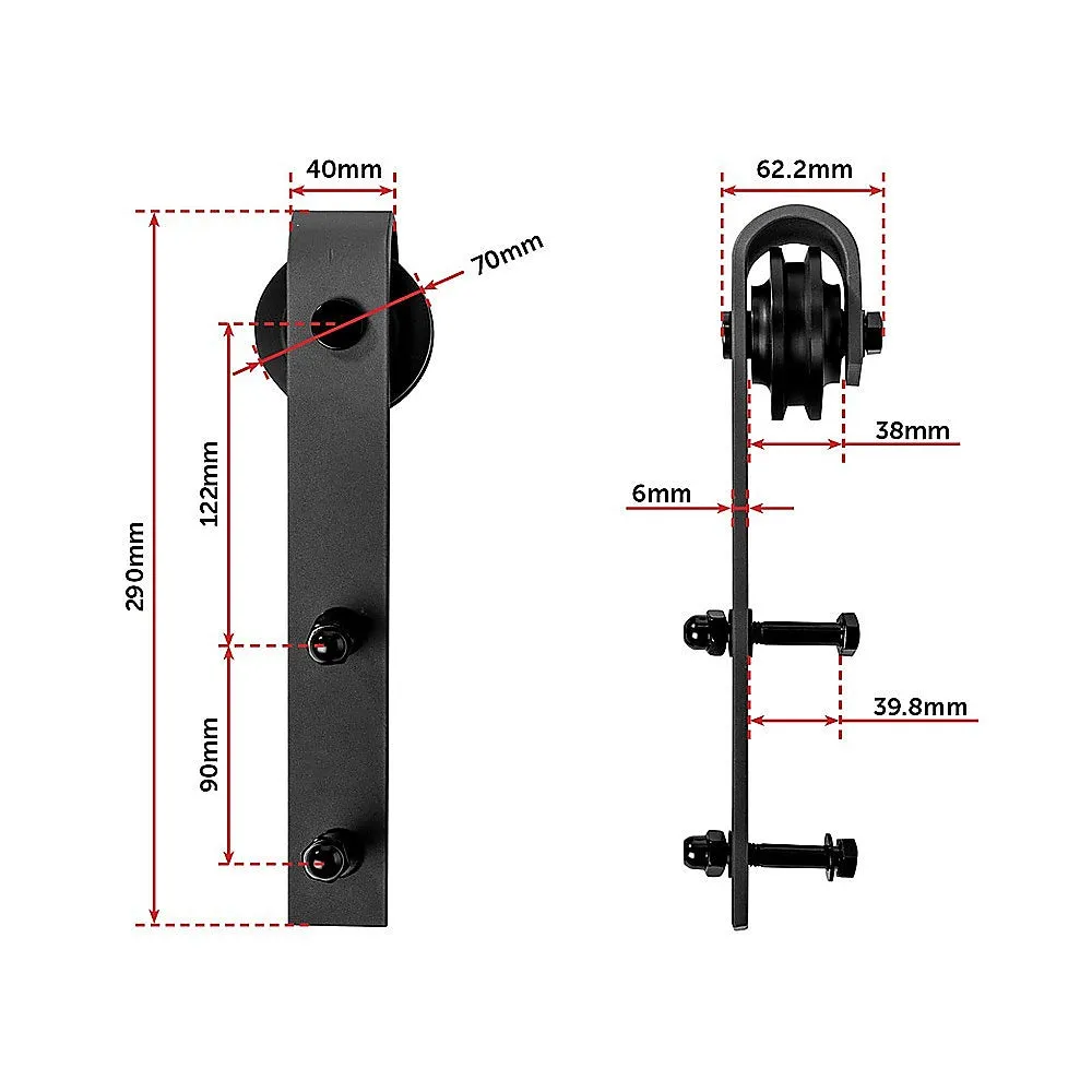 Heavy Duty Sliding Barn Door Hardware Kit, 160kg, 1.8m