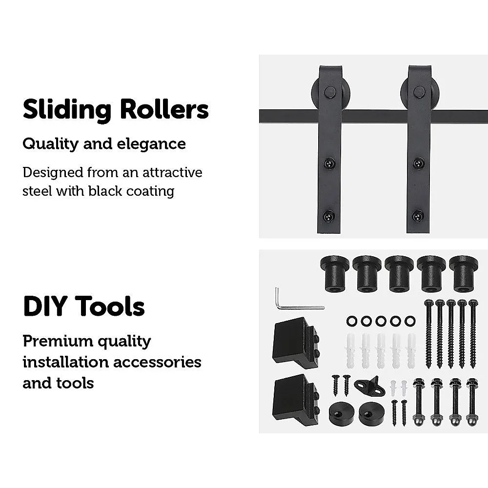 Heavy Duty Sliding Barn Door Hardware Kit, 160kg, 1.8m