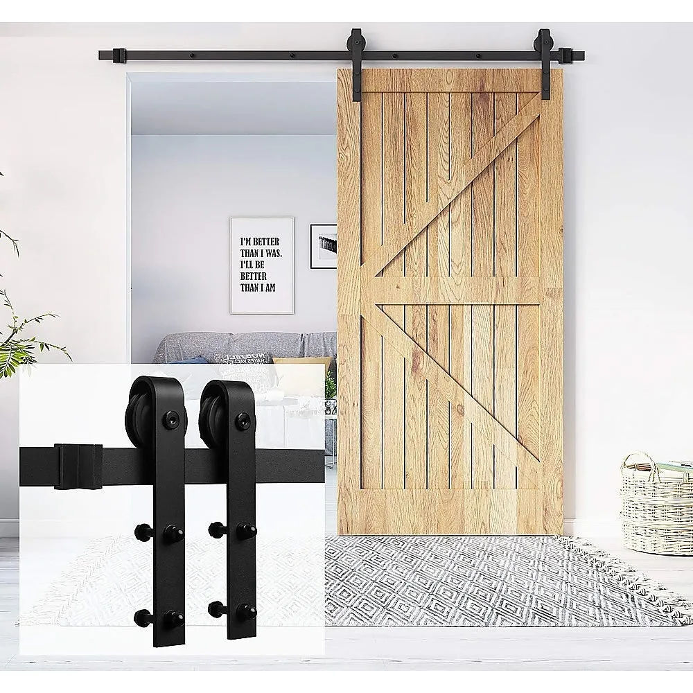 Heavy Duty Sliding Barn Door Hardware Kit, 160kg, 1.8m