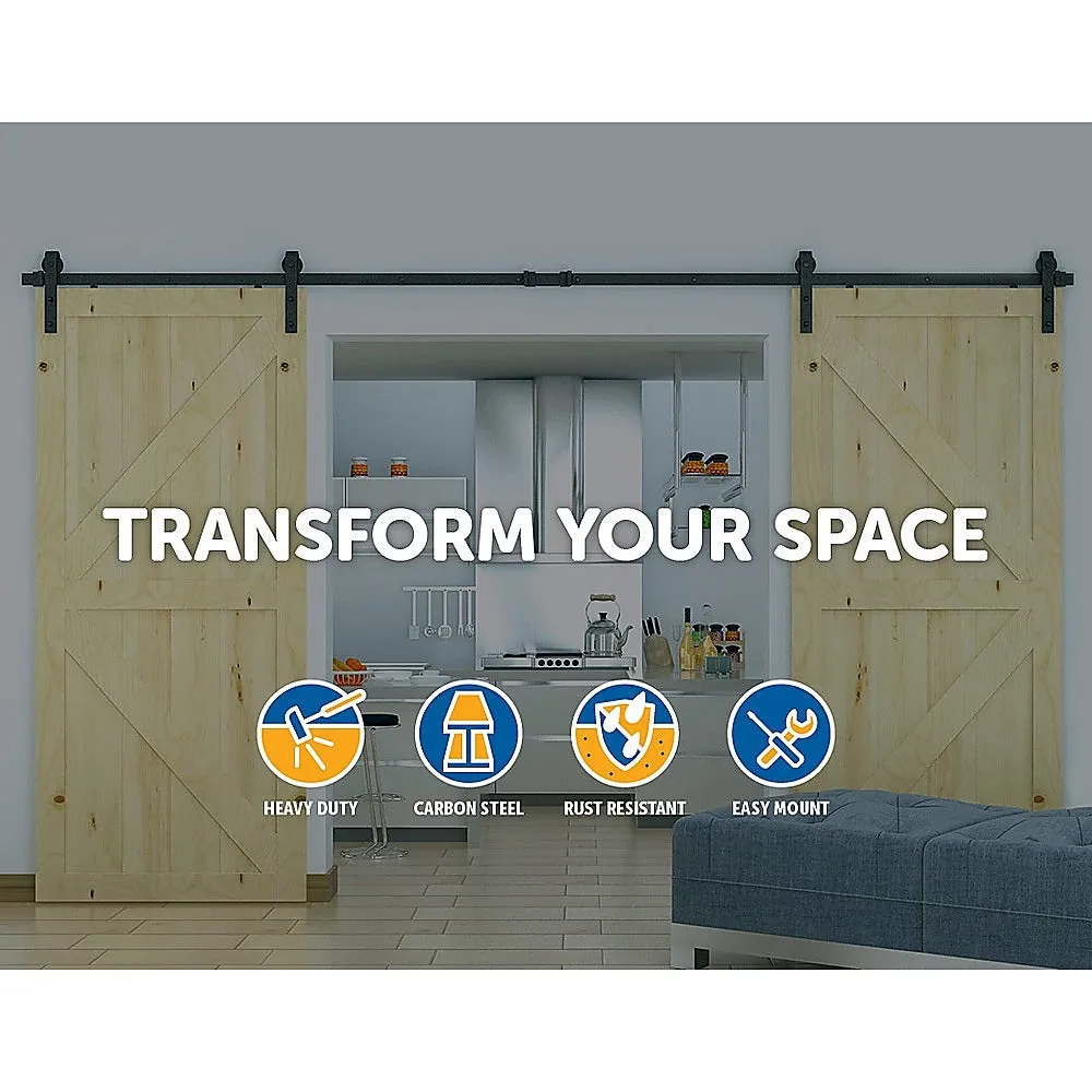 Heavy Duty Sliding Barn Door Hardware Kit, 160kg, 1.8m