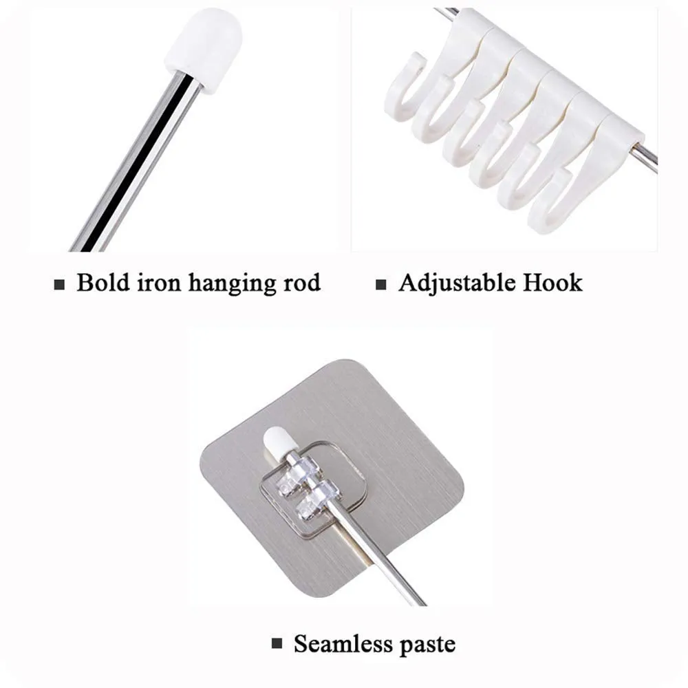 JIALTO Premium Self Adhesive Wall Hanger Hook Accessories Items, Wall Hangers for Clothes without Drilling Cloth Hanging Hook for Hanging, Hooks for Wall Hooks Holder (Strip 6 Hook)