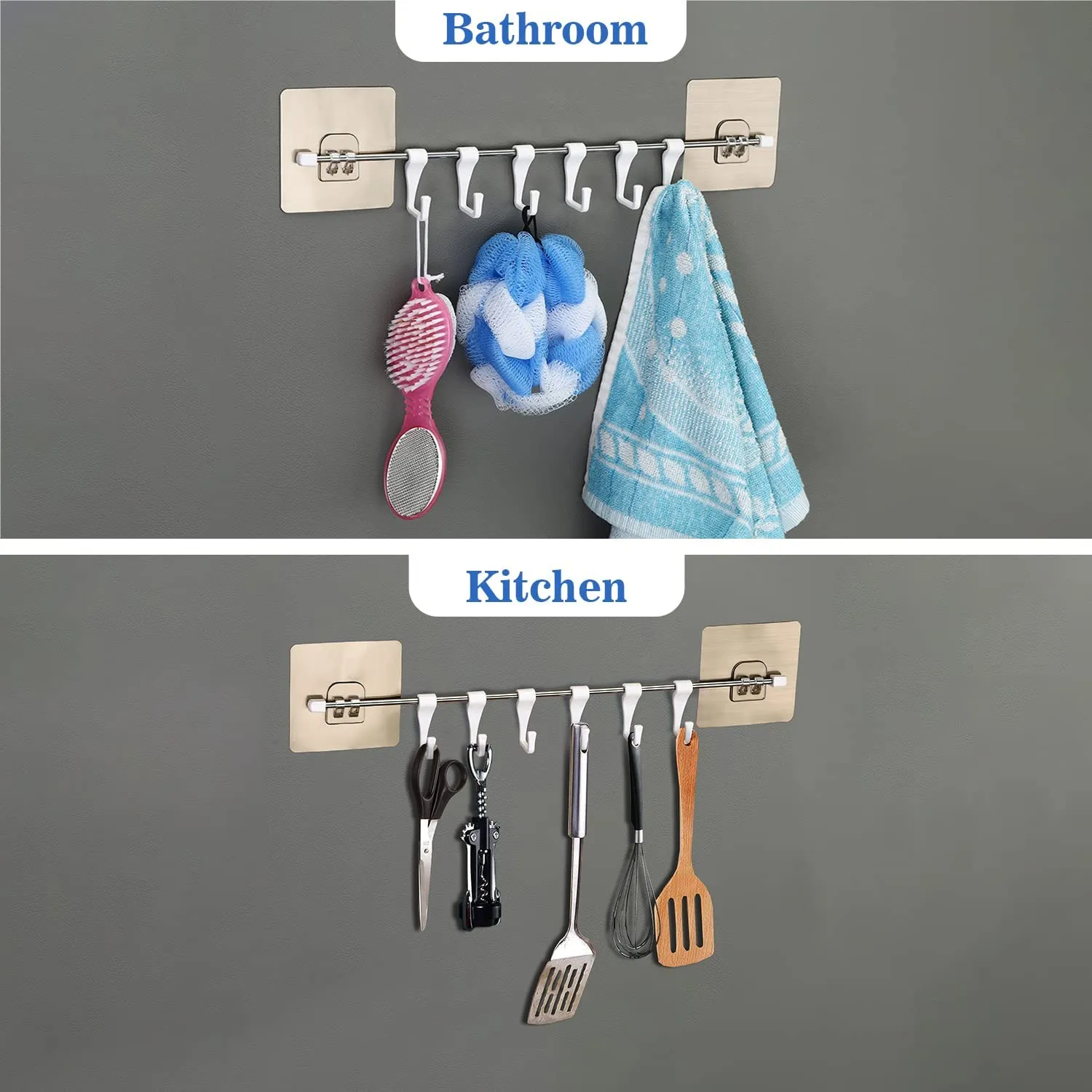 JIALTO Premium Self Adhesive Wall Hanger Hook Accessories Items, Wall Hangers for Clothes without Drilling Cloth Hanging Hook for Hanging, Hooks for Wall Hooks Holder (Strip 6 Hook)