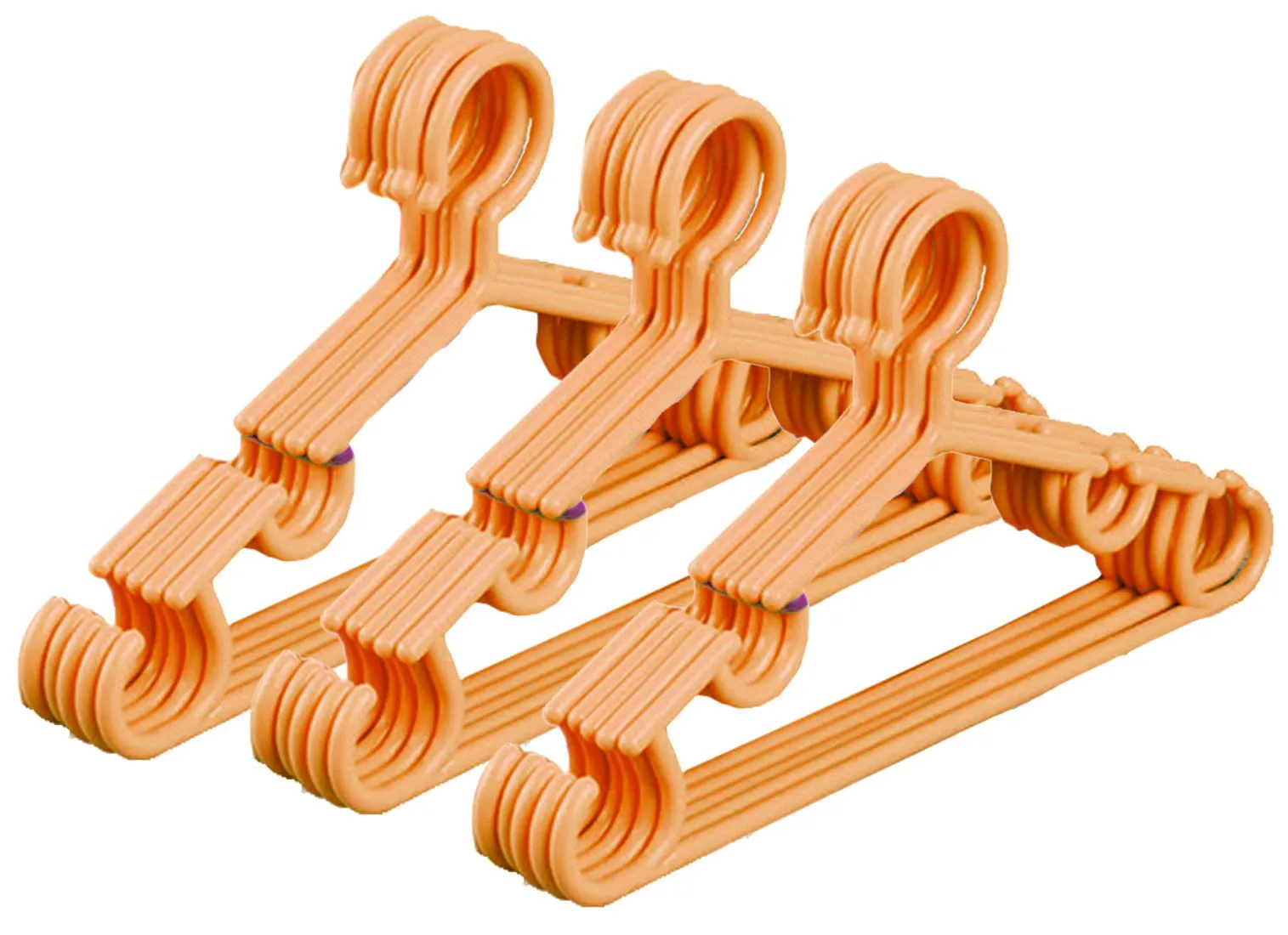 Kuber Industries Plastic 15 Pieces Baby Hanger Set for Wardrobe|Wide Plastic & Anti Rust Hooks|Multipurpose Hanger Organizer (Peach)