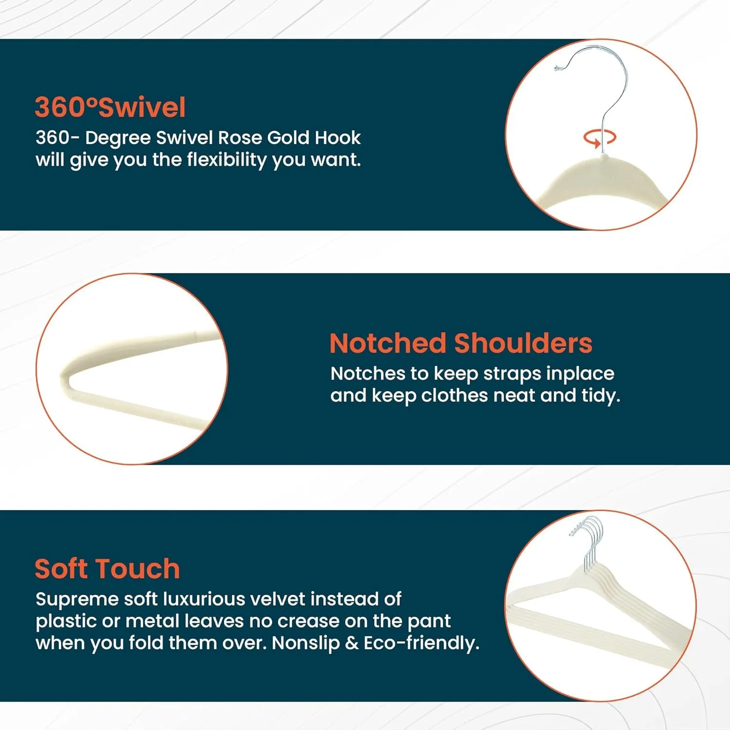Kuber IndustriesVelvet Cloth Hanger Set of 10 with Chromed Plated Steel Hook (White)