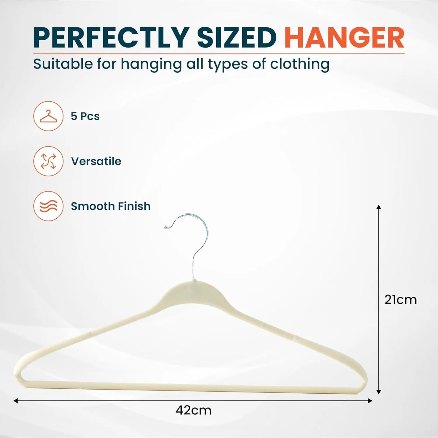 Kuber IndustriesVelvet Cloth Hanger Set of 10 with Chromed Plated Steel Hook (White)