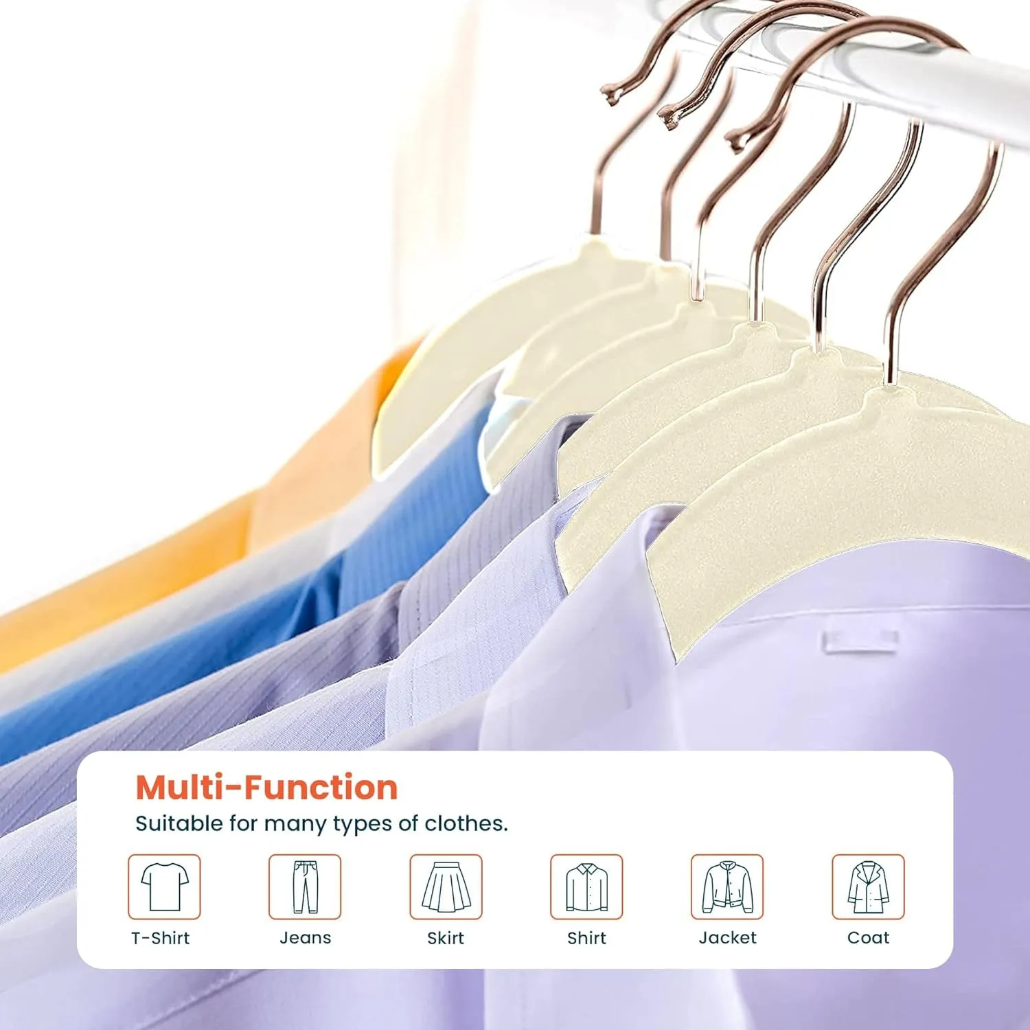 Kuber IndustriesVelvet Cloth Hanger Set of 10 with Chromed Plated Steel Hook (White)