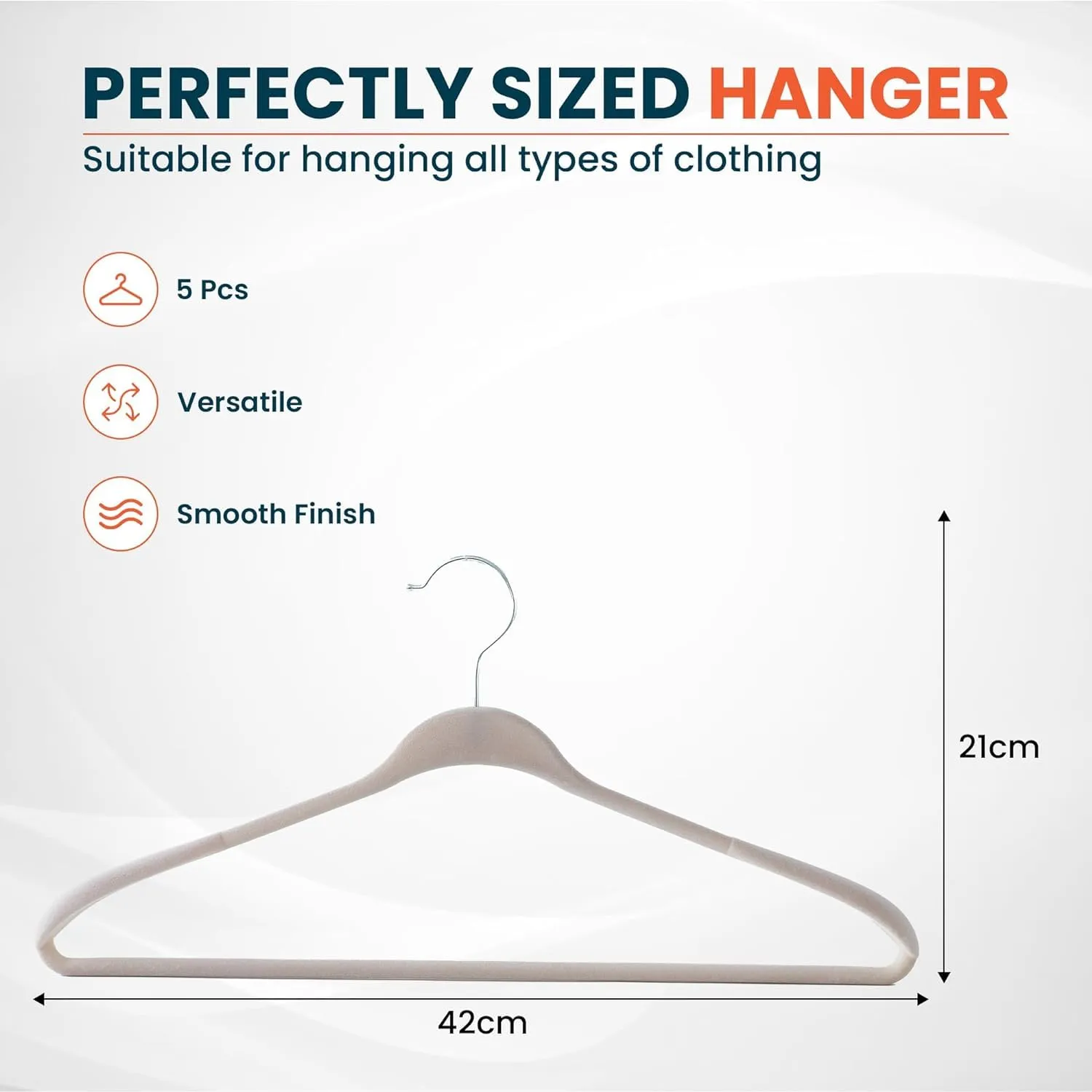 Kuber IndustriesVelvet Cloth Hanger Set of 10 with Chromed Plated Steel Hook|GREY|
