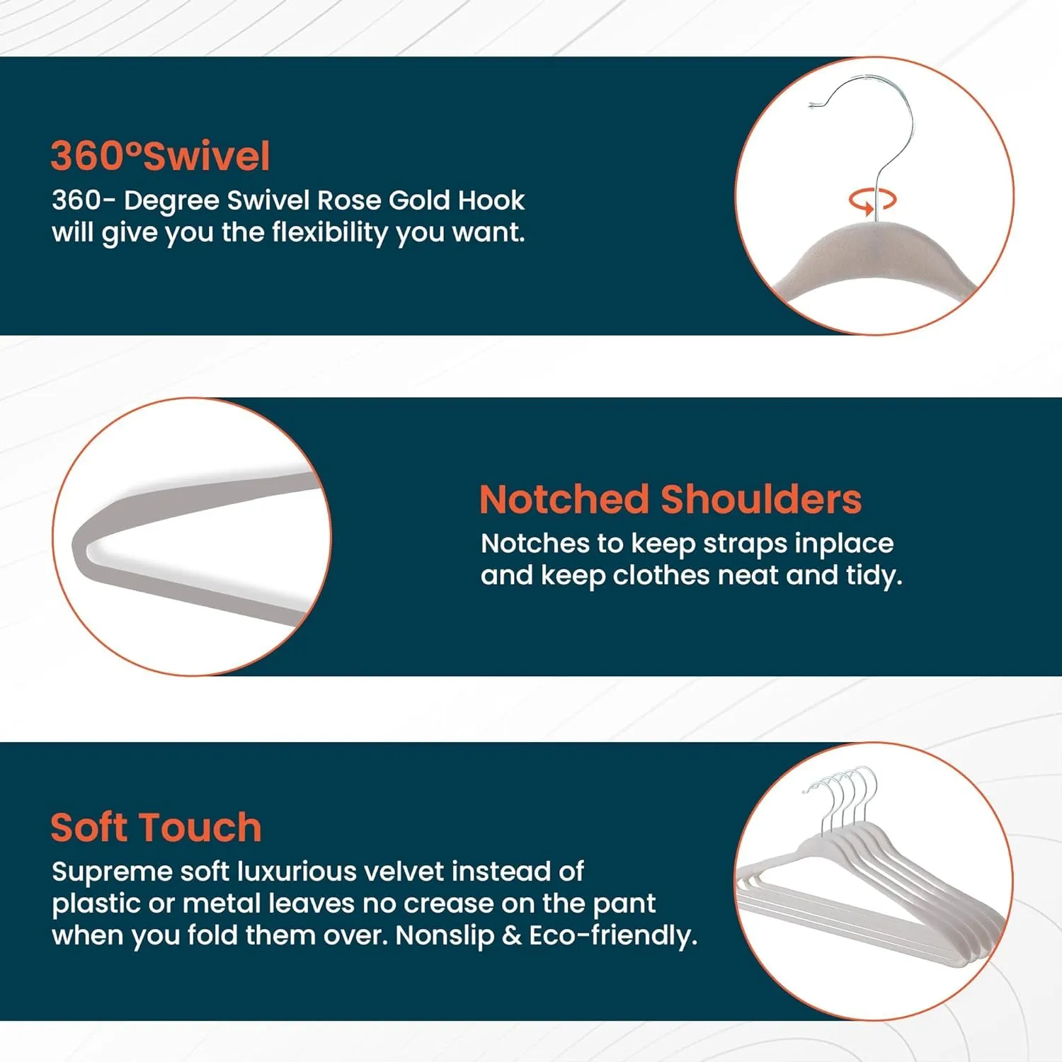 Kuber IndustriesVelvet Cloth Hanger Set of 10 with Chromed Plated Steel Hook|GREY|