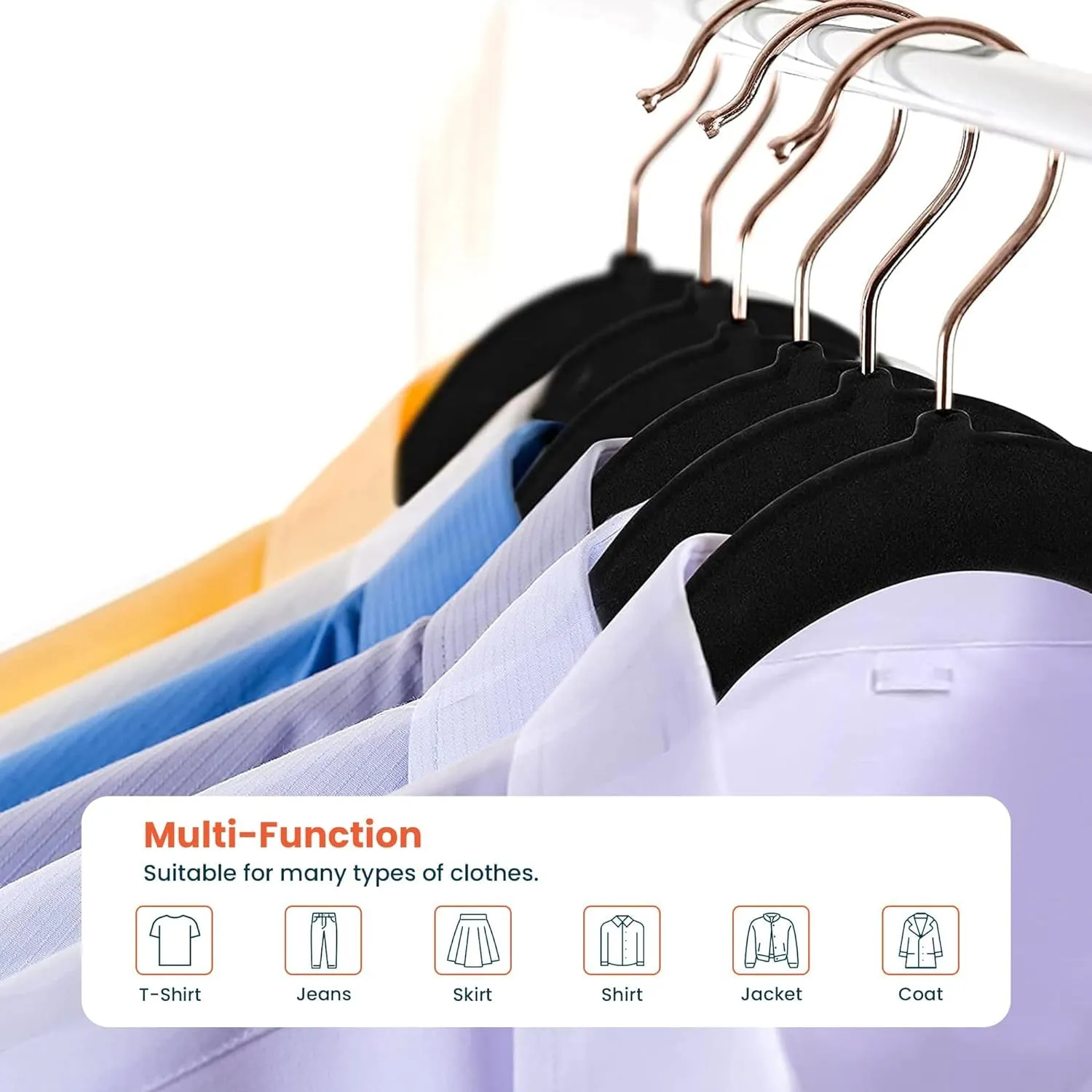 Kuber IndustriesVelvet Cloth Hanger Set of 15 with Chromed Plated Steel Hook (Black)