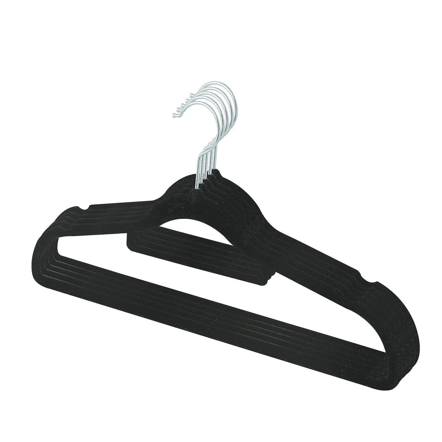 Kuber IndustriesVelvet Cloth Hanger Set of 15 with Chromed Plated Steel Hook (Black)
