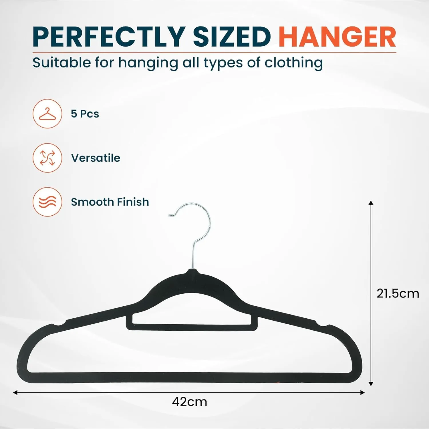 Kuber IndustriesVelvet Cloth Hanger Set of 15 with Chromed Plated Steel Hook (Black)