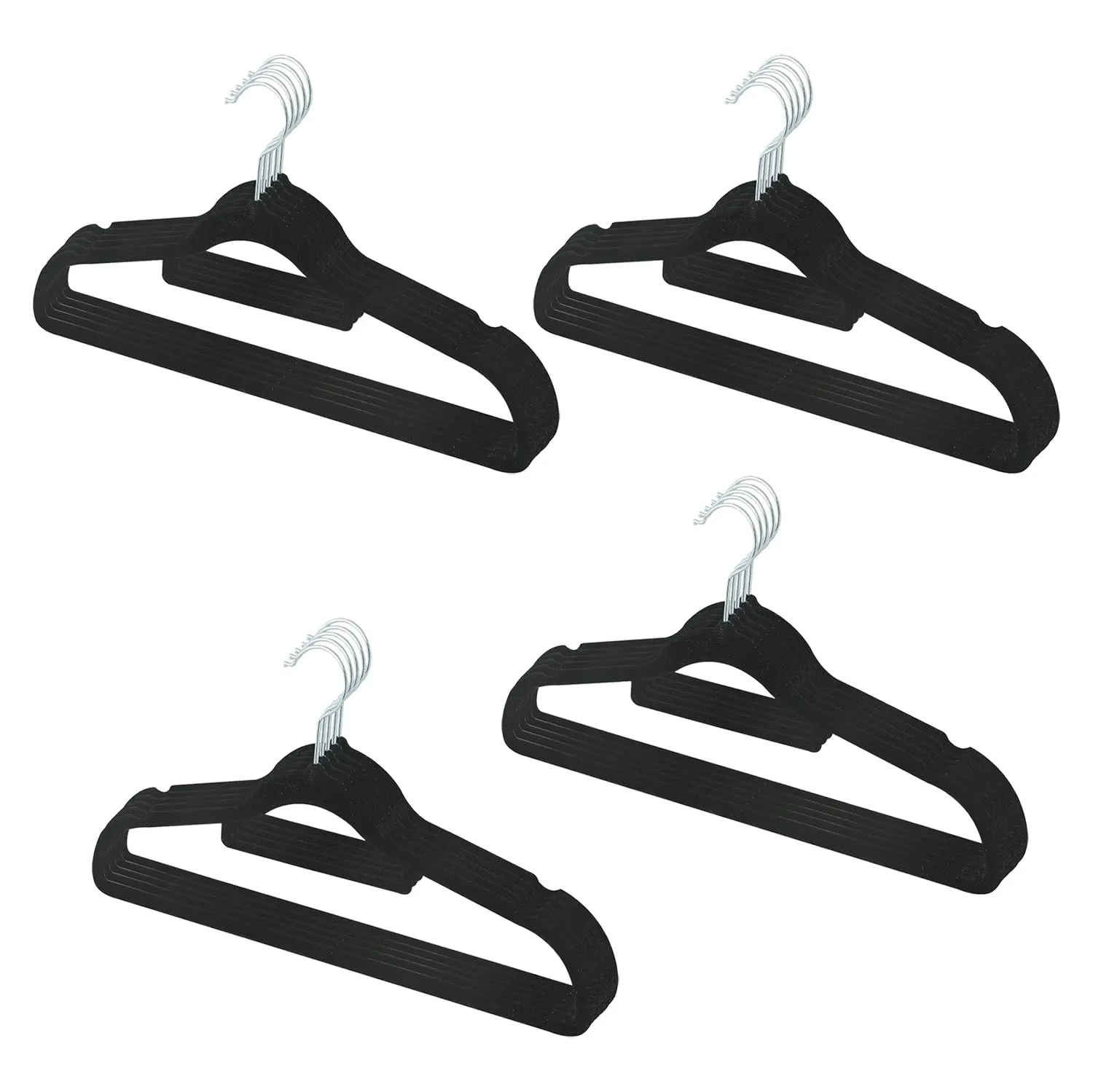 Kuber IndustriesVelvet Cloth Hanger Set of 20 with Chromed Plated Steel Hook (Black)
