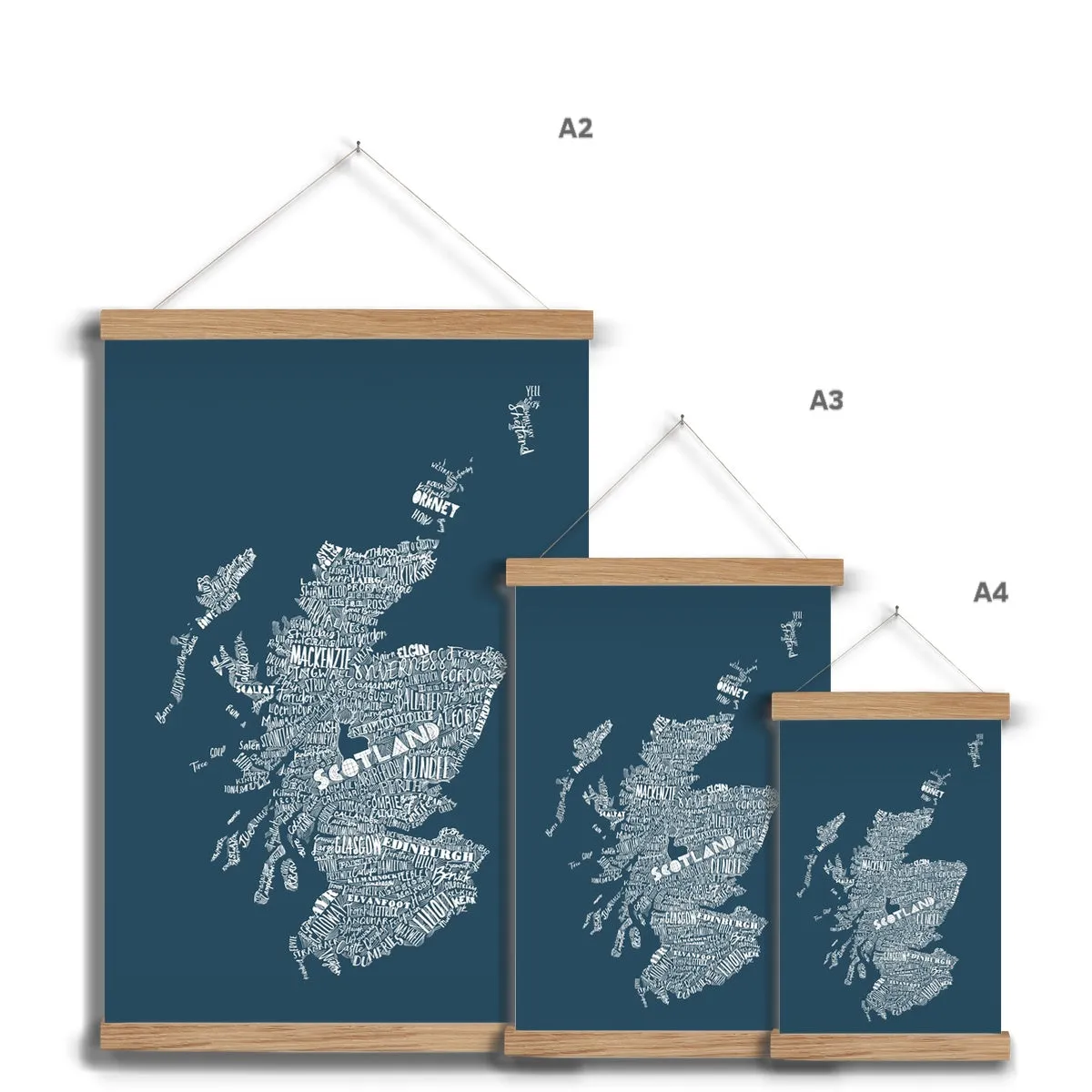 Mapped Out Petrol Blue Fine Art Print with Hanger