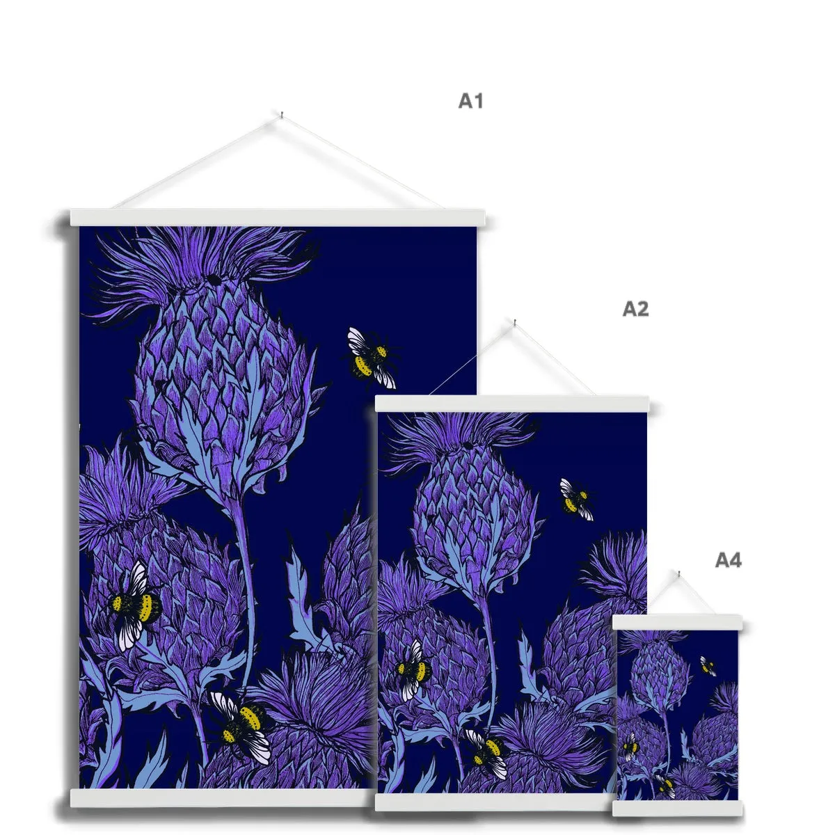 Midnight Thistle Fine Art Print with Hanger