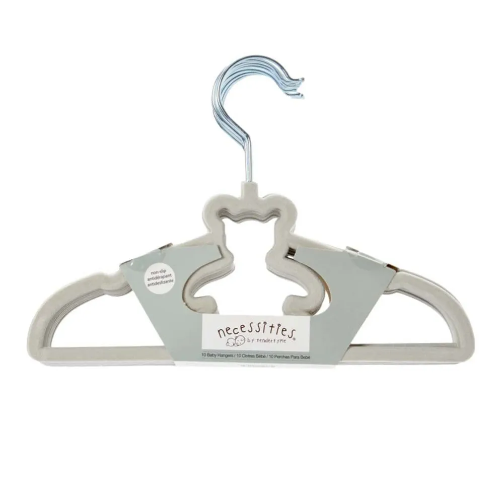 Necessities by TenderTyme 10-Pack Non-Slip Design Baby Hangers - Grey Bear