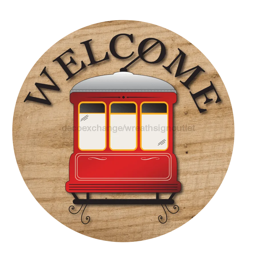 New Orleans Welcome Sign, Trolley Sign, DECOE-4066-DH, 18 Wood Round