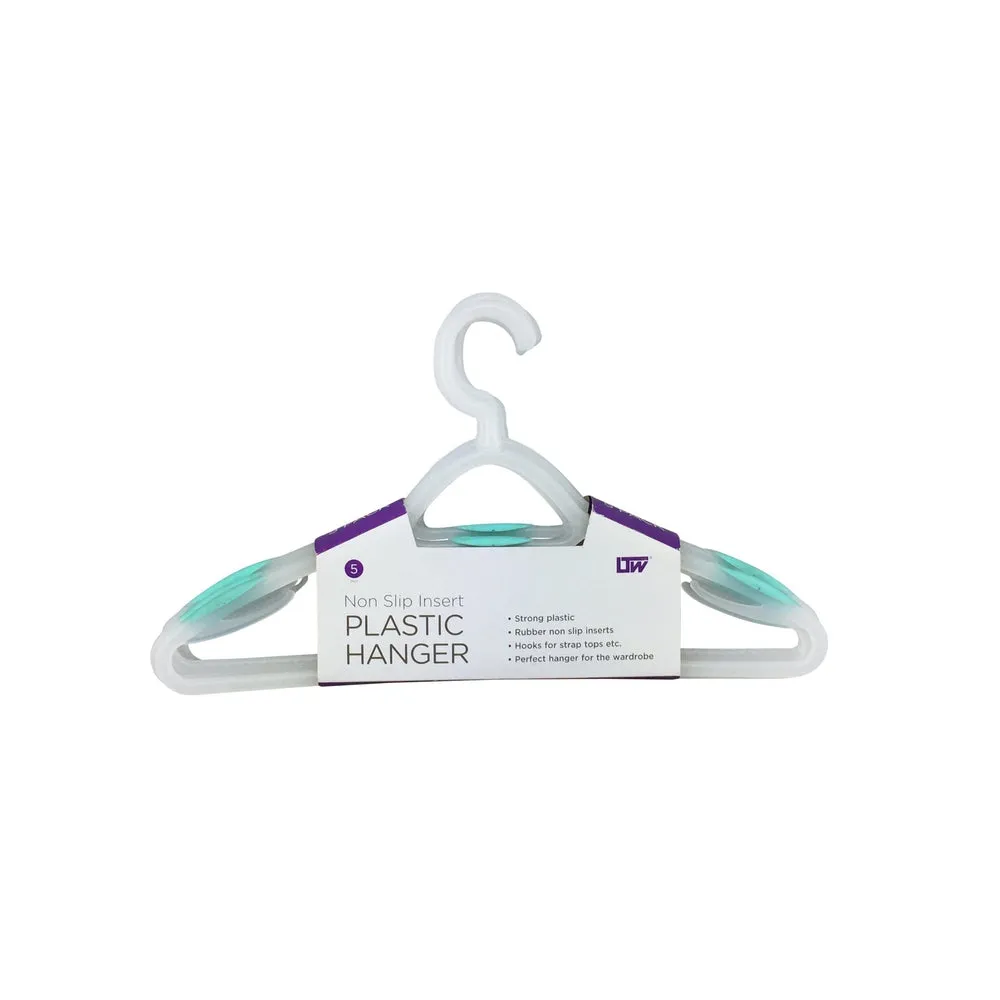Non-Slip Plastic Coat Hangers 5 Pack White