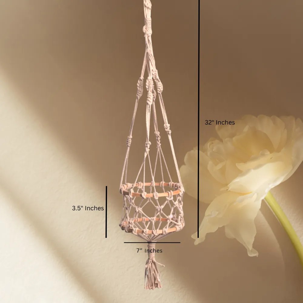 Planter In Wooden Frame | Macrame | Hand Crafted | Strong Holder | 32 inch