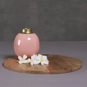 Powder Pink Round Enamel Vase | Coffee Table Accent | Contemporary | 6"
