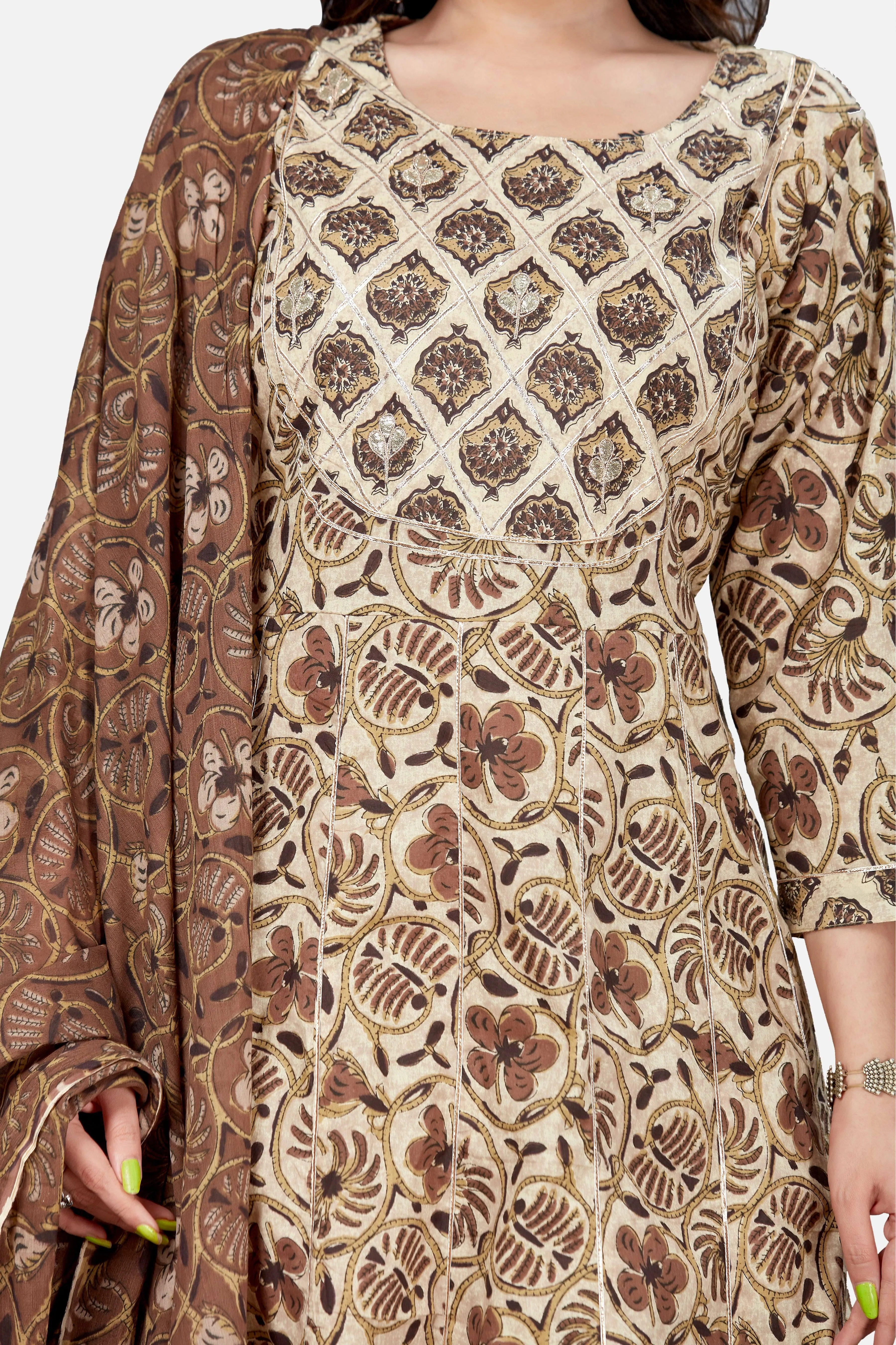 Premium Cotton Block Print Anarkali Set