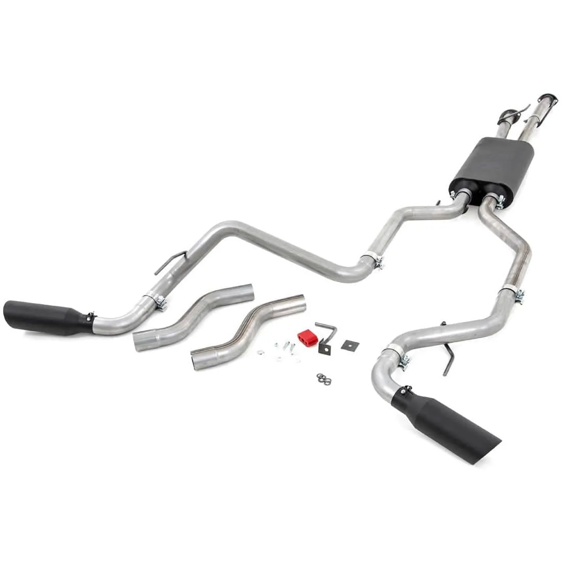 Rough Country Dual Cat-Back Exhaust System w/ Black Tips | 2009-2021 Toyota Tundra (96012)