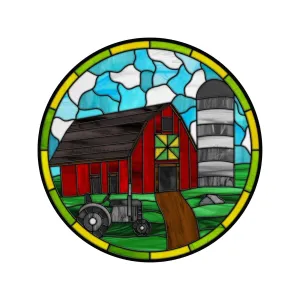 Stained Glass Sign, Farmhouse Sign, Farm Sign, DECOE-4036-DH, 18 Wood Round