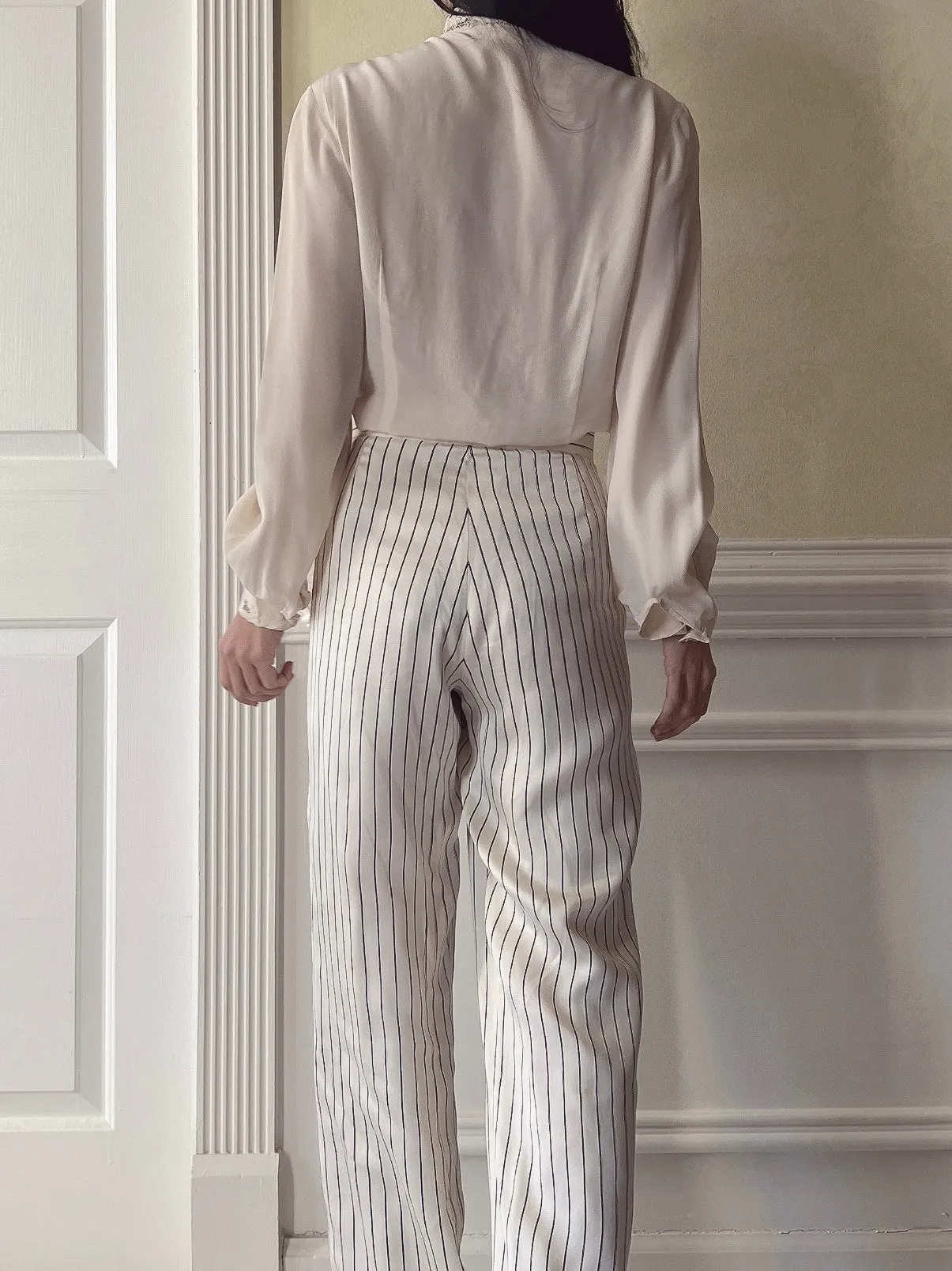 Vintage Ivory Silk Pants - S/6