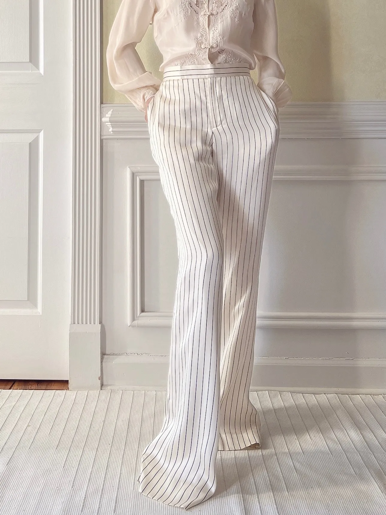 Vintage Ivory Silk Pants - S/6