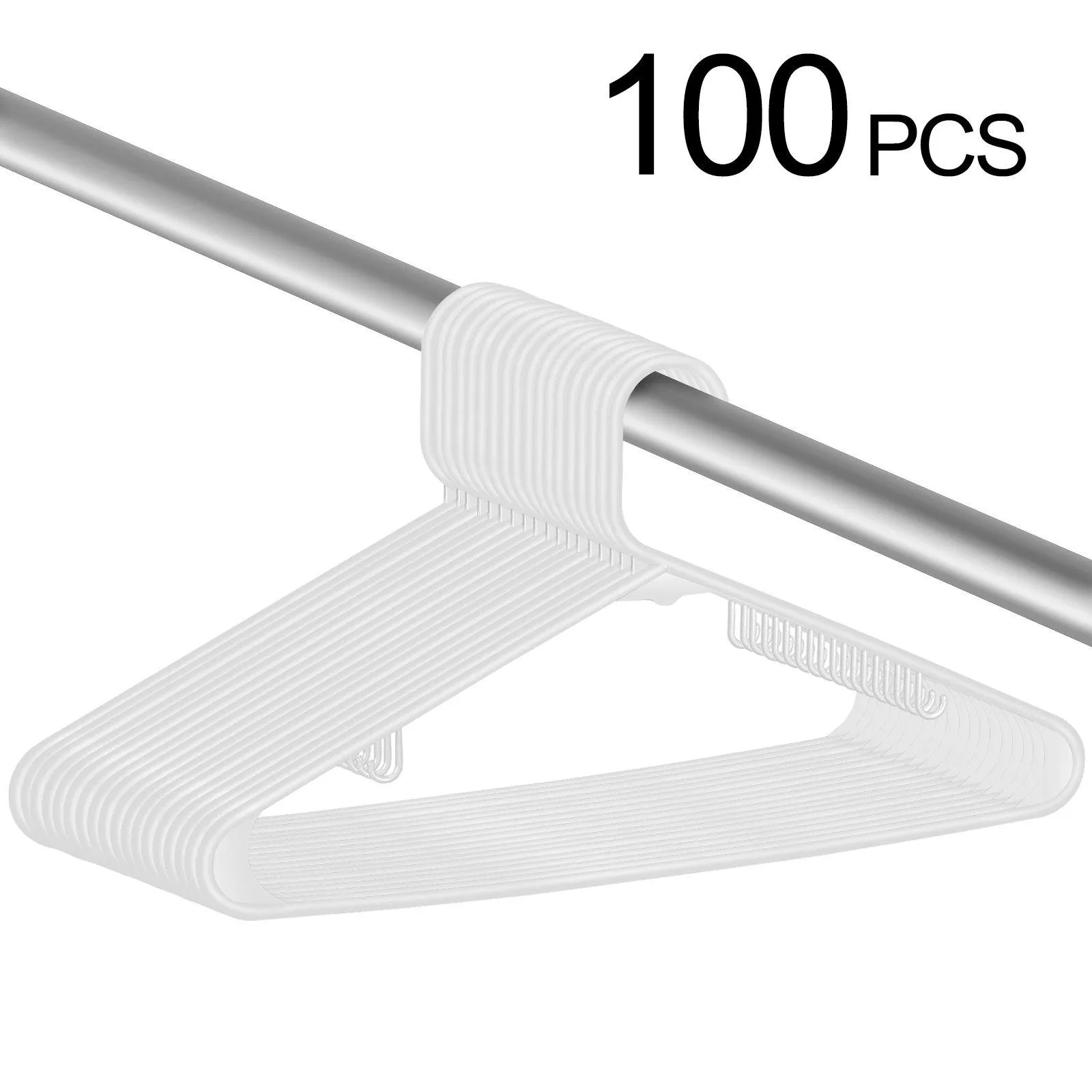 ZENY™ 100-Pack White Plastic Hangers Tubular Clothing Hangers