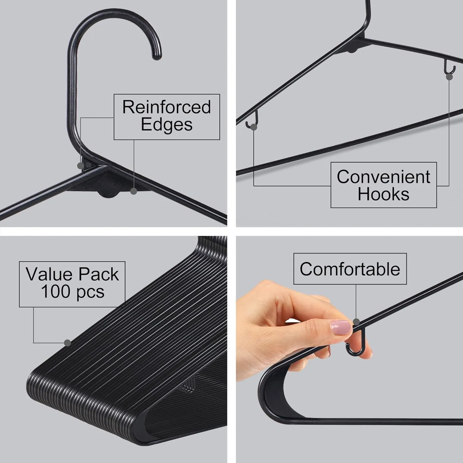ZENY™ 100-Pack White Plastic Hangers Tubular Clothing Hangers